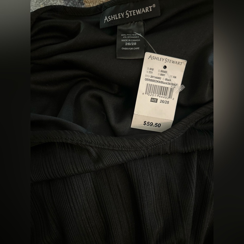 Ashley Stewart Elegant Black Long Sleeve Dress 26/28 BNWT - Picture 3 of 3